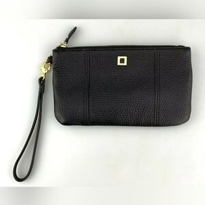 Lodis black leather wristlet purse